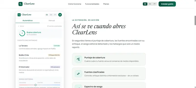 ClearLens — extensión Chrome con IA
